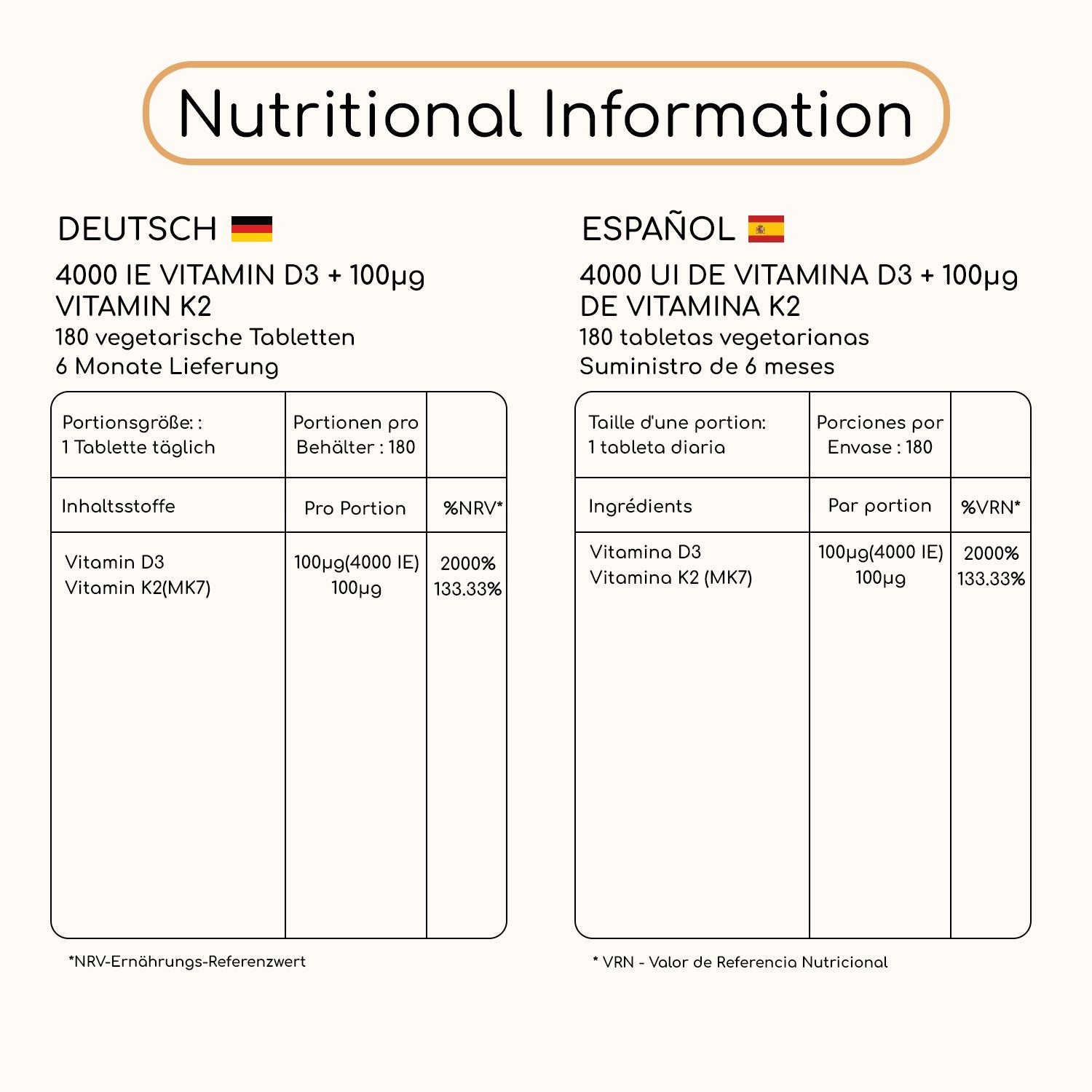 Vitamin D3+K2 Tablets